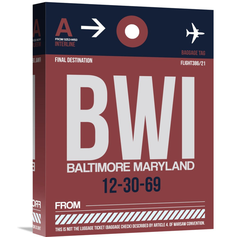 Naxart BWI Baltimore Luggage Tag 2 Graphic Art on Canvas Wayfair